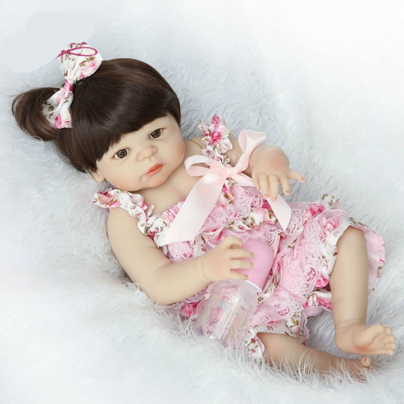 Boneca reborn bebe real lara 55cm com acessorios toda em silicone olhos  azuis