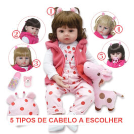 Boneca bebe reborn corpo de pano com 42cm roupa elefantinho dominio imports