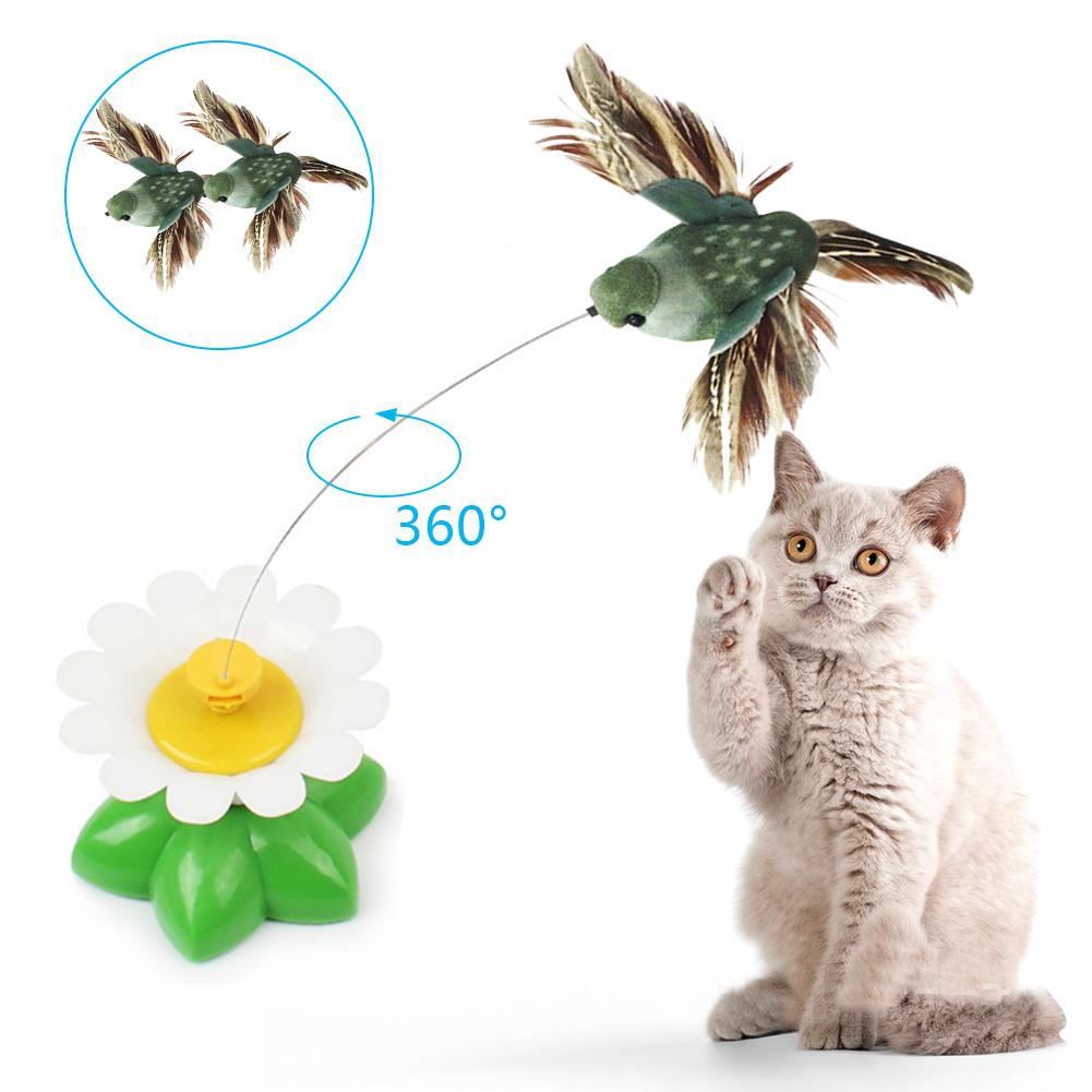 Brinquedo interativo de gatos com pássaro voador, abelha, borboleta, fio,  base de flores, eletrônico, Teaser giratório 360 °, gatinho, gatos -  AliExpress